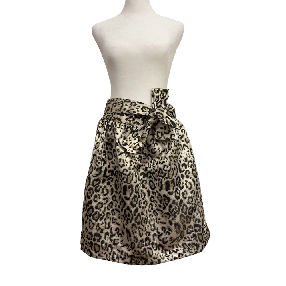 Crown & Ivy Metallic Gold Leopard Print Fit & Flare Skirt, Size 8